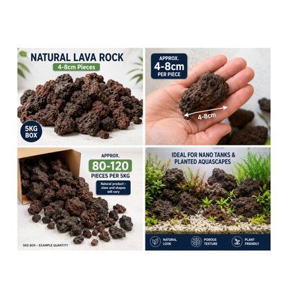 Aquarium Lava Rock Pieces 4-8cm | Natural Aquascaping Stone
