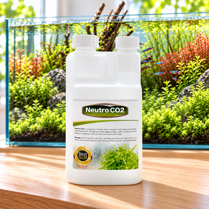 A white bottle of Neuto CO2 aquarium plant grower&