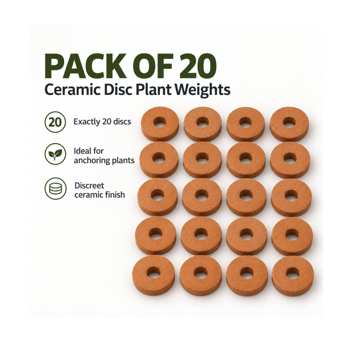 Ceramic Disc Aquarium Plant Weights Pack of 20