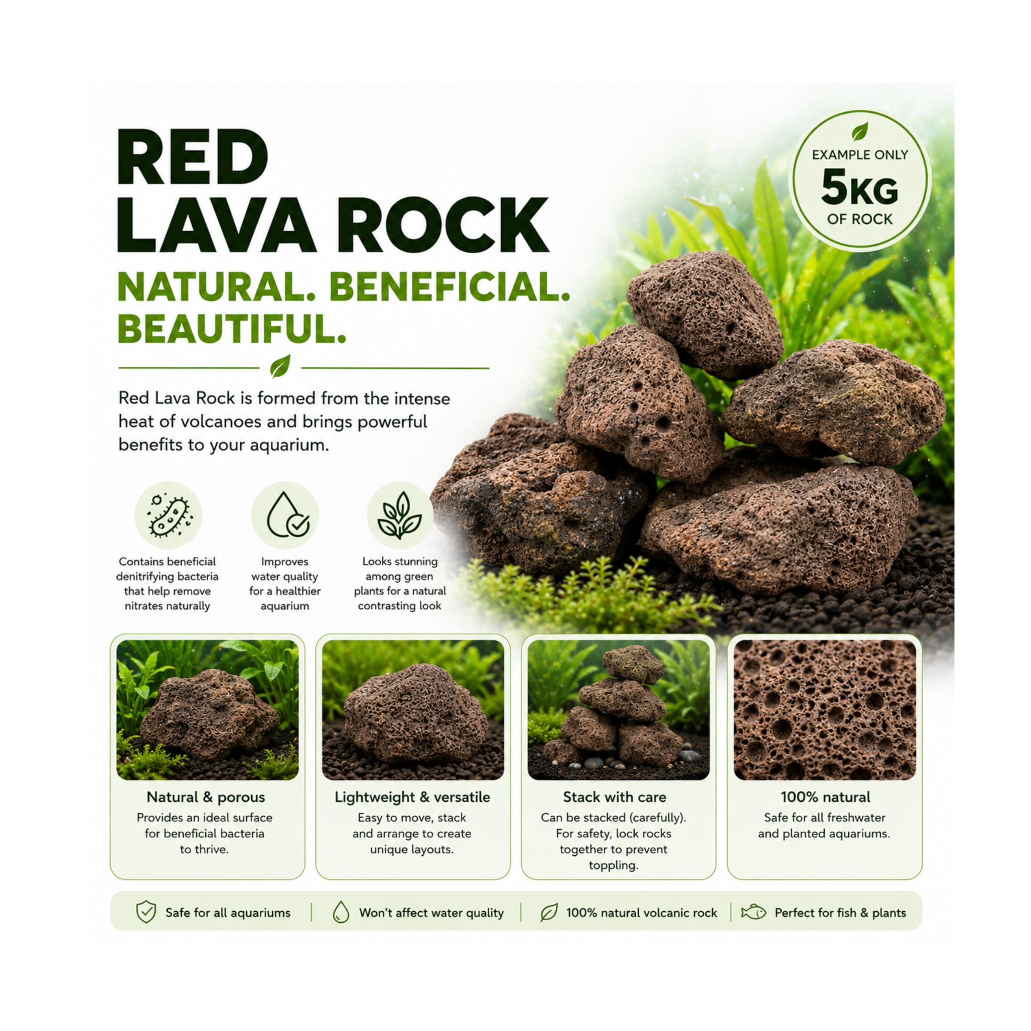 Red Lava Rock Aquarium Hardscape - 5kg