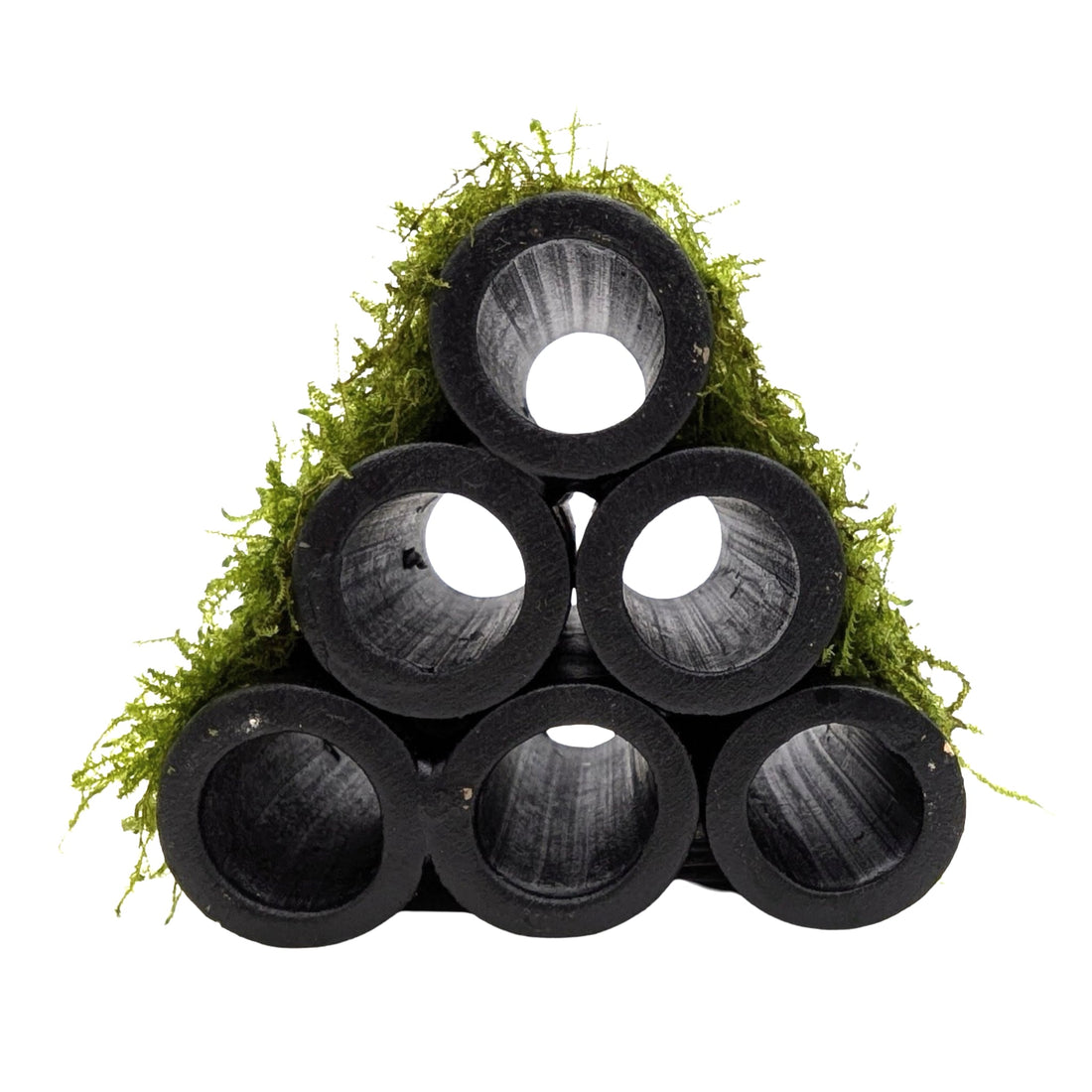 Java Moss Shrimp Shelter - Natural Ceramic Hide with Live Moss