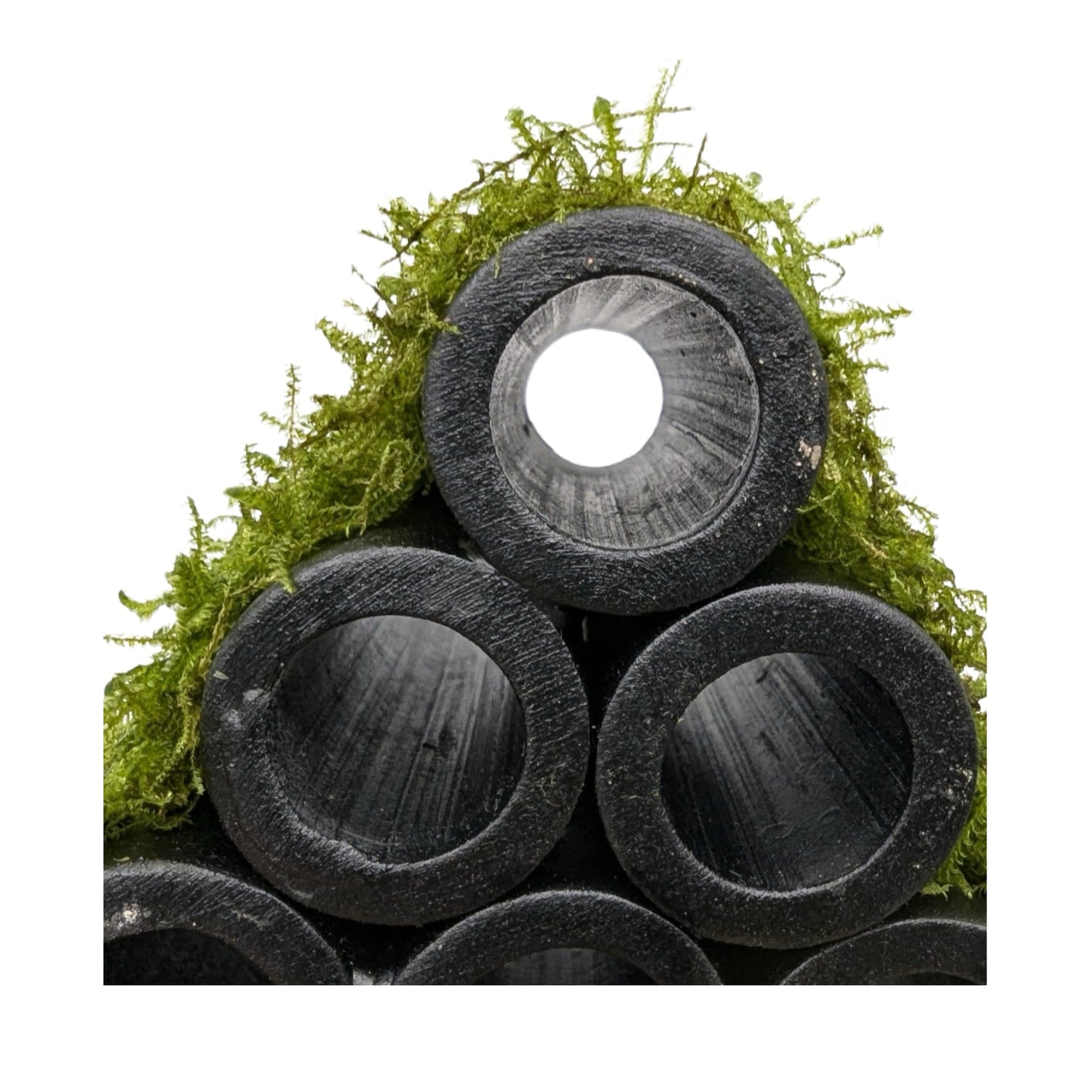 Java Moss Shrimp Shelter - Natural Ceramic Hide with Live Moss
